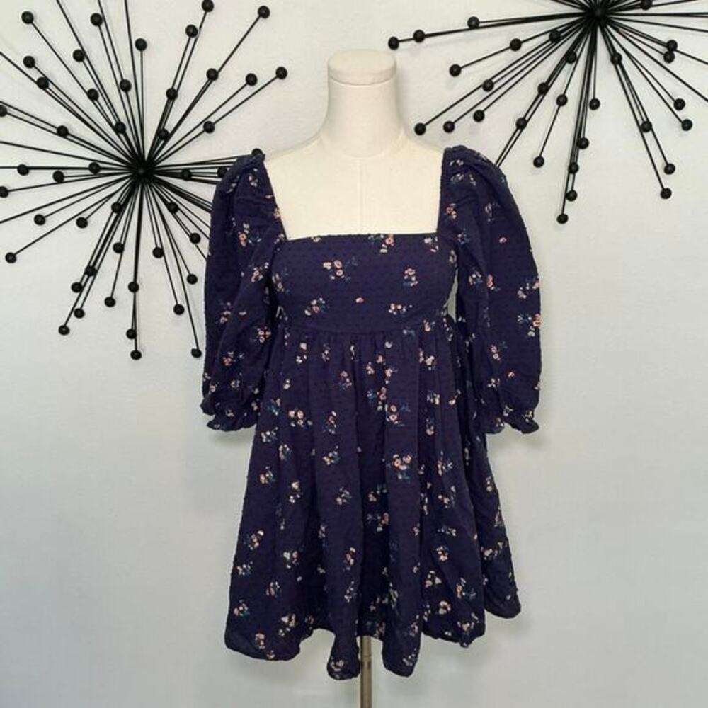 Altar’d State navy blue floral mini dress size small